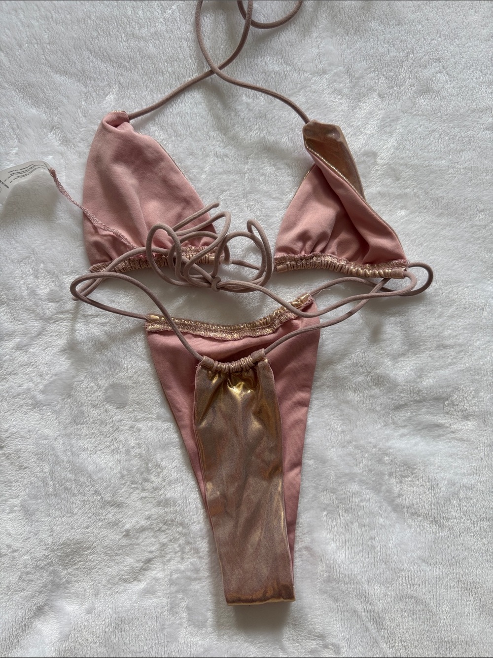 Pinky Gold String Bikini Set - Picture 3 of 4